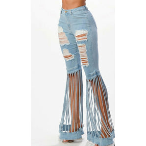 “Flare Bird Cage” Denim Jeans - The Trap Doll Hou$e Boutique “Flare Bird Cage” Denim Jeans