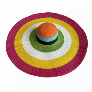 Multi-Colored Oversized Straw Hat - The Trap Doll Hou$e Boutique Multi-Colored Oversized Straw Hat