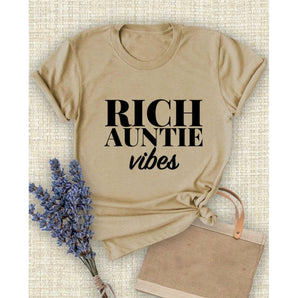 "Rich Auntie Vibes" T-Shirt - The Trap Doll Hou$e Boutique "Rich Auntie Vibes" T-Shirt