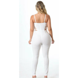 "Side View" (White) Jumpsuit - The Trap Doll Hou$e Boutique "Side View" (White) Jumpsuit
