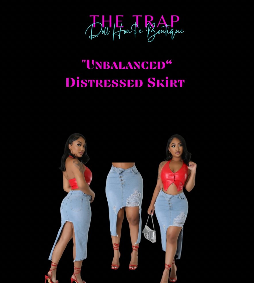 "Unbalanced" Distressed Skirt - The Trap Doll Hou$e Boutique"Unbalanced" Distressed Skirt